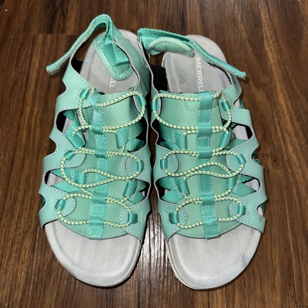 Merrell Terran Cage Womens Sandal Shoes Turquoise Back Strap Size 9